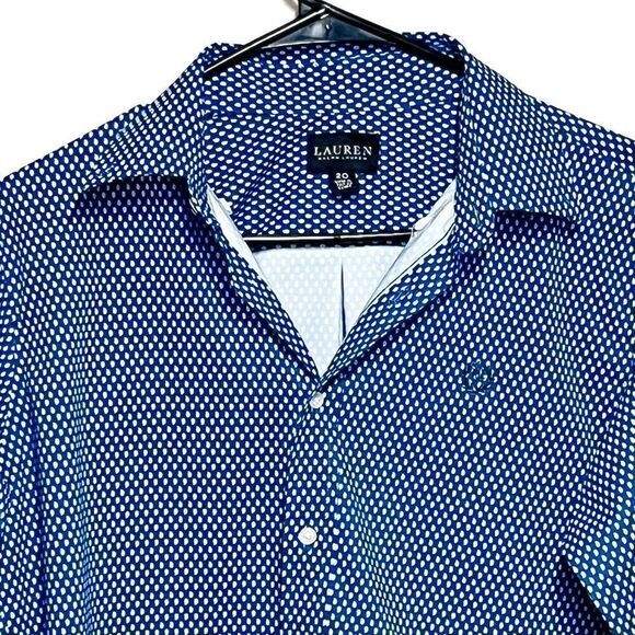 New Ralph Lauren Black Label Blue Button Front Logo Chest Dress Shirt Boys Sz 20 - Picture 2 of 6